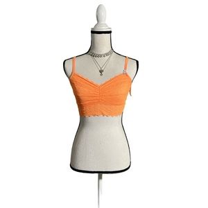 Victoria's Secret Women's Solid Orange Lace Underwear Bralette